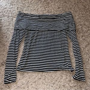 Black and White Striped Off the Shoulder
